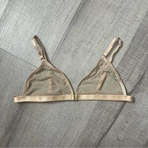LE PETIT TROU Gold Elegant Tan Sheer Mesh Bralette